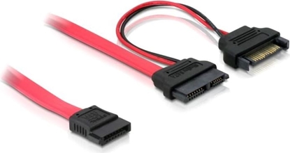 Picture of Delock Cable Slim SATA female > SATA 7 pin + SATA 15 pin 5 V 30 cm