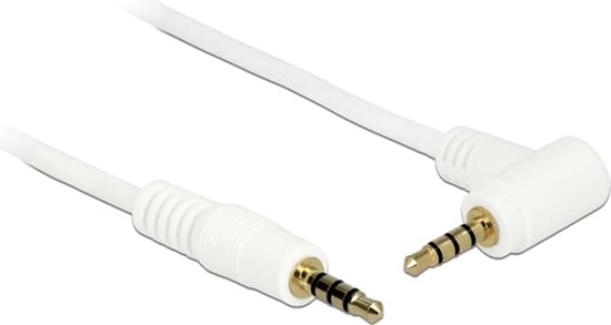 Picture of Delock Cable Stereo Jack 3.5 mm 4 pin male > male angled 0.5 m white