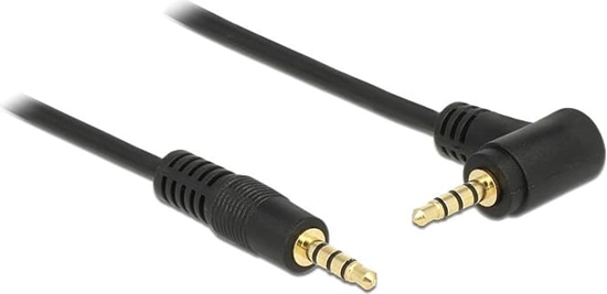 Picture of Delock Cable Stereo Jack 3.5 mm 4 pin male > male angled 1 m black