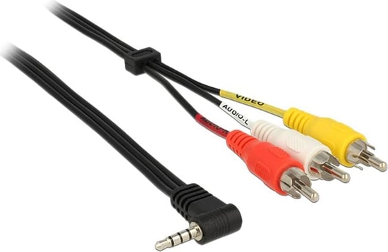 Picture of Delock Cable Stereo jack 3.5 mm 4 pin male angled > 3 x RCA male 1.5 m