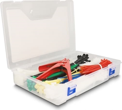 Picture of Delock Cable tie assortment box with cable tie installation tool 600 pieces assorted colours
