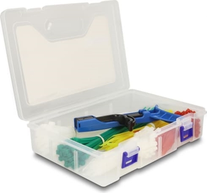 Picture of Delock Cable tie assortment box with tensioning tool 350 pieces assorted colours