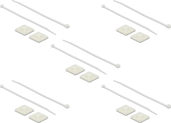Picture of Delock Cable Tie Mount 30 x 30 mm with Cable Tie L 200 x W 4.8 mm white