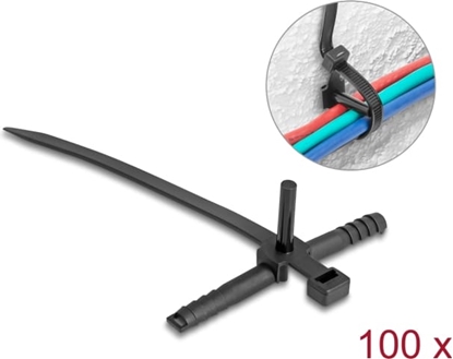 Picture of Delock Cable tie with dowel L 150 x W 7.0 mm black 100 pieces