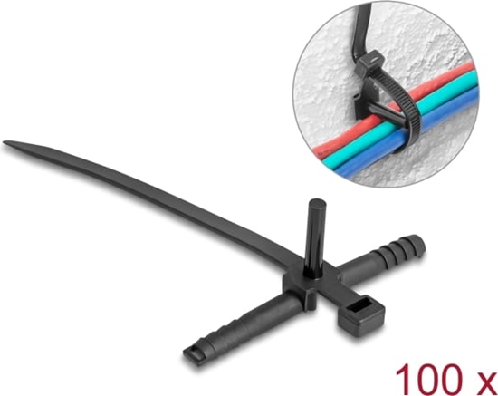 Picture of Delock Cable tie with dowel L 150 x W 7.0 mm black 100 pieces