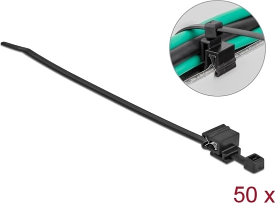 Picture of Delock Cable tie with edge clip L 200 x W 4.8 mm black 50 pieces