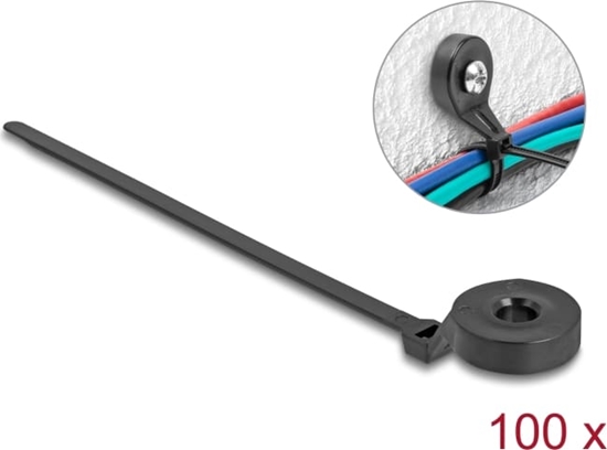 Picture of Delock Cable Tie with Fastening Eyelet L 180 x W 6 mm black 100 pieces