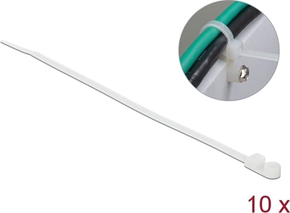 Picture of Delock Cable Tie with Fastening Eyelet L 200 x W 4.8 mm white 10 pieces