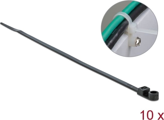 Picture of Delock Cable Tie with Fastening Eyelet L 300 x W 4.8 mm black 10 pieces