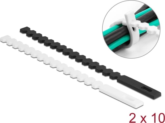 Picture of Delock Cable Ties flexible reusable 20 pieces black / white