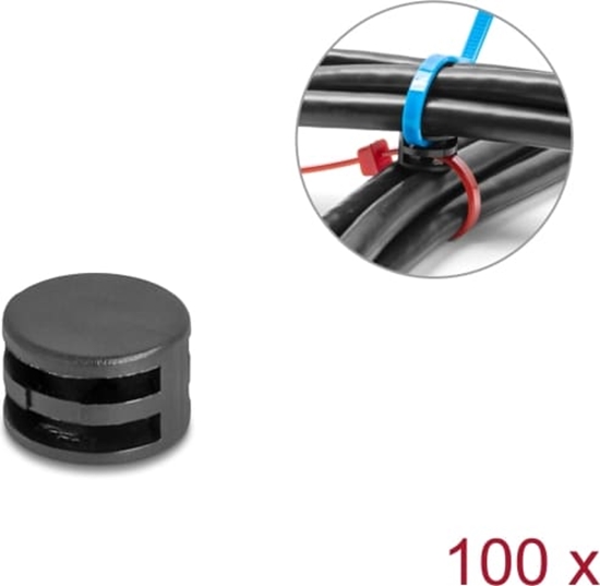 Picture of Delock Cable Ties Mounting Coupler D 12 x H 8 mm 90° rotatable black 100 pieces
