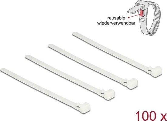 Picture of Delock Cable ties releasable white L 150 x W 7.5 mm 100 pieces