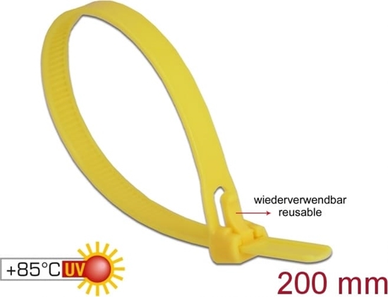 Picture of Delock Cable ties reusable heat-resistant L 200 x W 7.5 mm 100 pieces yellow
