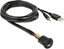 Picture of Delock Cable USB Type-A male + 3.5 mm 4 pin stereo jack male > female bulkhead USB Type-A female + 3.5 mm 4 pin female (audio) 1.5 m black