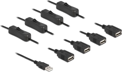 Picture of Delock Cable USB Type-A male to 4 x USB Type-A female with switch 1 m