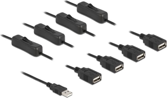Picture of Delock Cable USB Type-A male to 4 x USB Type-A female with switch 1 m