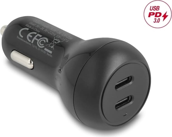 Picture of Delock Car Charger 2 x USB Type-C™ PD 3.0 with 40 W