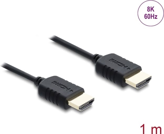 Изображение Delock Coaxial High Speed HDMI cable 8K 60 Hz 48 Gbps with braided coating 1 m
