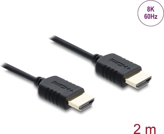 Изображение Delock Coaxial High Speed HDMI cable 8K 60 Hz 48 Gbps with braided coating 2 m