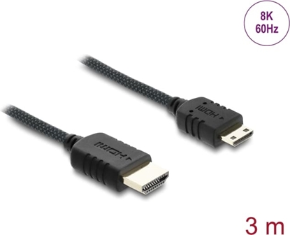 Изображение Delock Coaxial High Speed HDMI cable HDMI male to Mini HDMI male 8K 60 Hz with braided coating 3 m