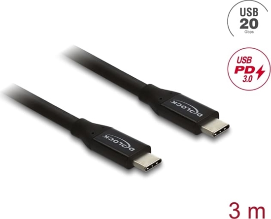 Изображение Delock Coaxial USB 20 Gbps cable USB PD 3.0 60 W 3 m