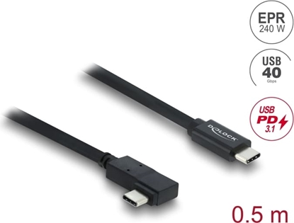 Изображение Delock Coaxial USB 40 Gbps cable angled left / right USB PD 3.1 240 W 0.5 m