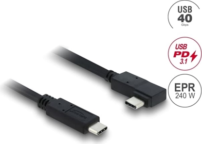 Изображение Delock Coaxial USB 40 Gbps cable angled left / right USB PD 3.1 240 W 1 m
