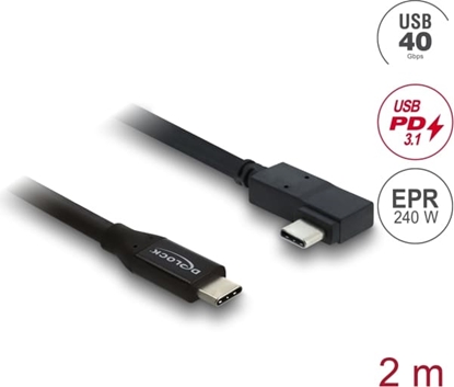 Изображение Delock Coaxial USB 40 Gbps cable angled left / right USB PD 3.1 240 W 2 m