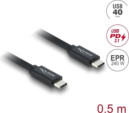 Изображение Delock Coaxial USB 40 Gbps cable USB PD 3.1 240 W 0.5 m