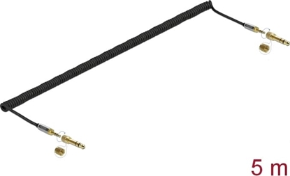 Изображение Delock Coiled Cable 3.5 mm 3 pin Stereo Jack male to Stereo Jack male with screw adapter 5 m