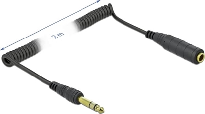 Изображение Delock Coiled Cable Extension 3 pin 6.35 mm Stereo Jack male to Stereo Jack female 2 m black