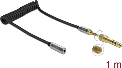 Изображение Delock Coiled Cable Extension 3.5 mm 3 pin Stereo Jack male to Stereo Jack female with 6.35 mm screw adapter 1 m