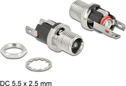 Изображение Delock Connector DC 5.5 x 2.5 x 12.0 mm female bulkhead soldering version