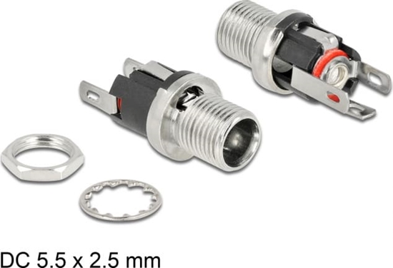 Изображение Delock Connector DC 5.5 x 2.5 x 12.0 mm female bulkhead soldering version