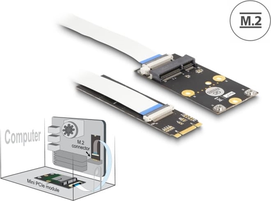 Изображение Delock Converter M.2 Key B+M male to 1 x Mini PCIe Slot half size / full size with flexible cable