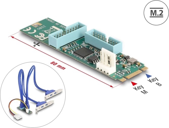 Изображение Delock Converter M.2 Key B+M male to 4 x USB 5 Gbps Type-A female with 50 cm cable
