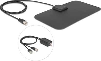 Изображение Delock DAB+ DVB-T2 Antenna F plug 5 - 25 dB active omnidirectional black adhesive mounting