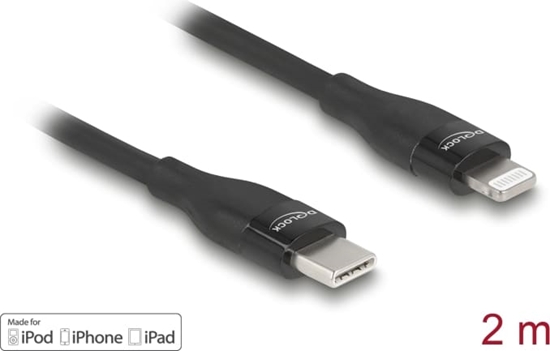 Изображение Delock Data and charging cable USB Type-C™ to Lightning™ for iPhone™, iPad™ and iPod™ black 2 m MFi