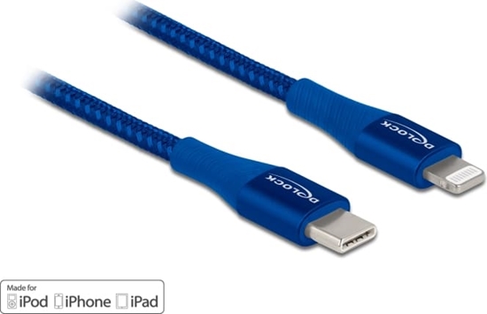 Изображение Delock Data and charging cable USB Type-C™ to Lightning™ for iPhone™, iPad™ and iPod™ blue 2 m MFi