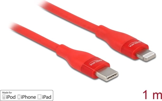 Изображение Delock Data and charging cable USB Type-C™ to Lightning™ for iPhone™, iPad™ and iPod™ red 1 m MFi