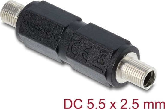 Изображение Delock DC Barrel Jack Adapter DC 5.5 x 2.5 mm female to female with thread straight