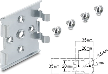 Изображение Delock DIN rail clip with 5 mounting holes – horizontally or vertically mounted