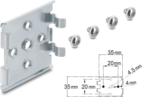 Изображение Delock DIN rail clip with 5 mounting holes – horizontally or vertically mounted
