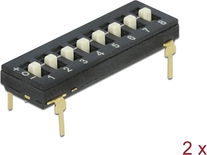 Изображение Delock DIP switch Tri-State 8-digit 2.54 mm pitch THT vertical black 2 pieces