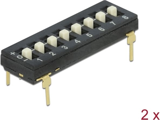 Изображение Delock DIP switch Tri-State 8-digit 2.54 mm pitch THT vertical black 2 pieces
