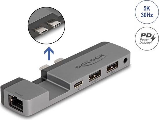 Изображение Delock Docking Station for MacBook Pro / MacBook Air Thunderbolt™ 4 with 5K Resolution / 100 W PD / 10 Gbps Hub / LAN / Audio