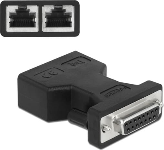 Изображение Delock D-Sub 15 pin female to 2 x RJ45 female Adapter