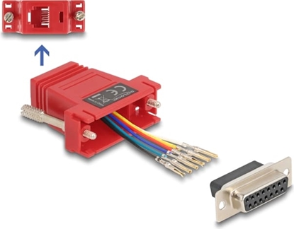 Изображение Delock D-Sub 15 pin female to RJ12 female Assembly Kit red