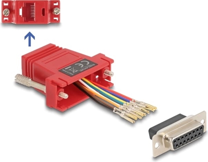 Изображение Delock D-Sub 15 pin female to RJ45 female Assembly Kit red