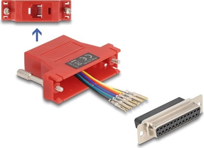 Изображение Delock D-Sub 25 pin female to RJ12 female Assembly Kit red